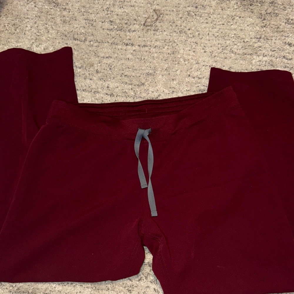 Figs Maroon Joggers with Gray Drawstring